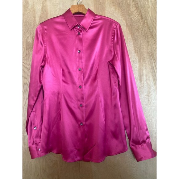 2 X 1990s Dolce & Gabbana Long Sleeve Button Down Silk Blouse Pink Green IT40 - Picture 3 of 15